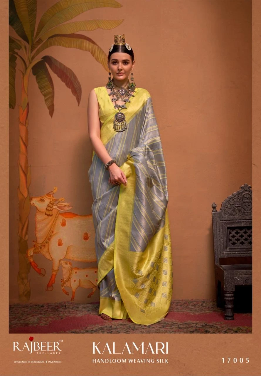 Rajbeer Kalamari Handloom Weaving Silk Wholesale Fancy Sarees Catalog — Wholesale Sarees, MPA wholesale from Surat — view 12